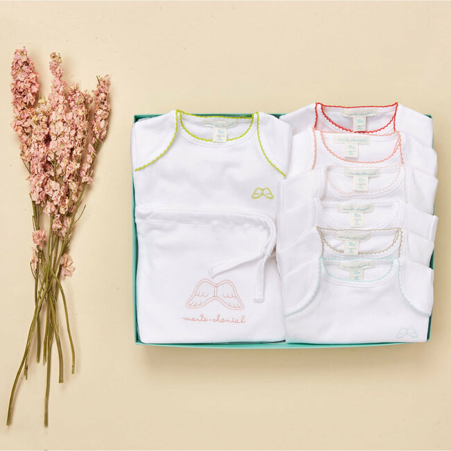 Set Of 7 Picot Trim Onesies in Pink - Onesies - 5
