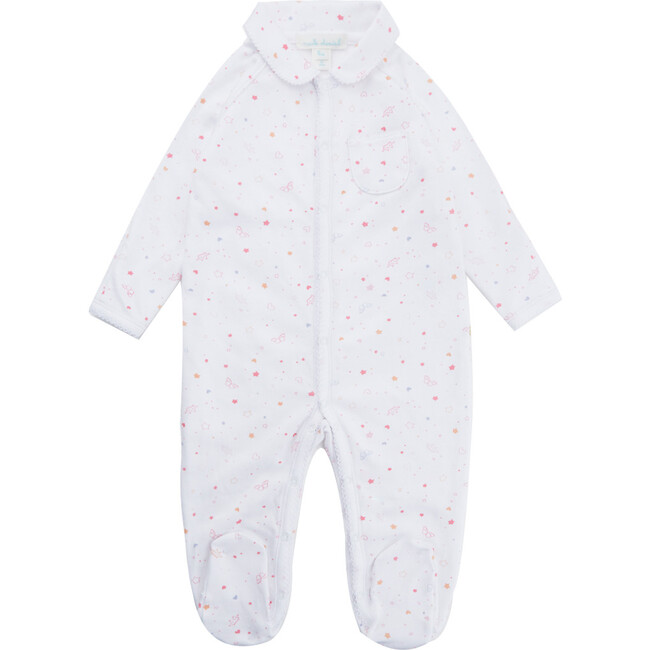 Angel Wing Print Sleepsuit with Mittens in Pink