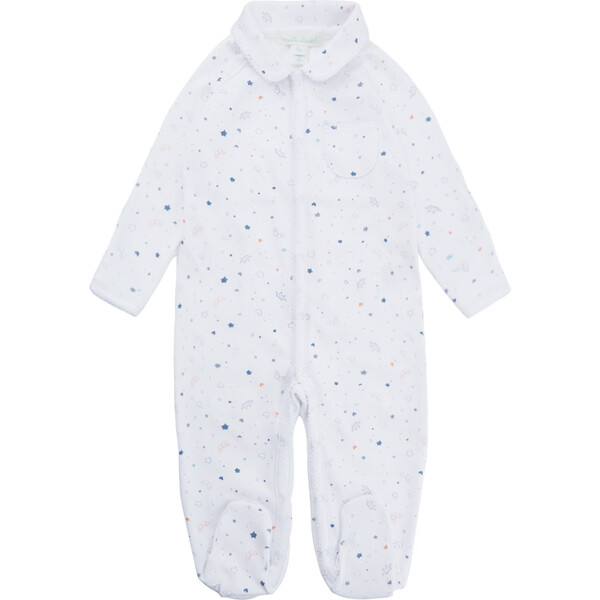 Angel Wing Print Sleepsuit with Mittens in Blue - Marie-Chantal Rompers ...