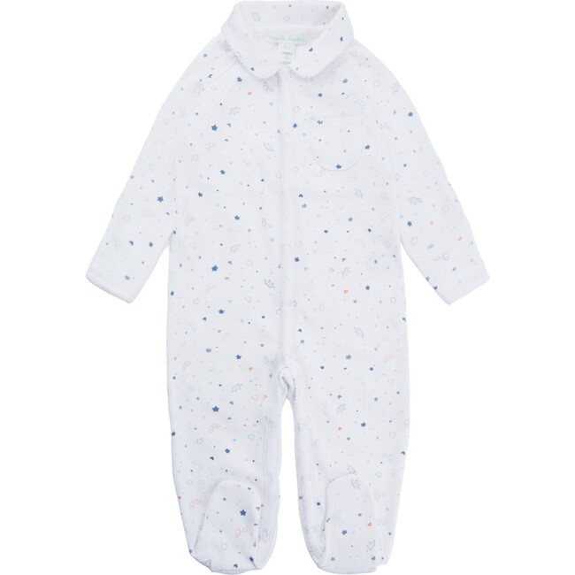 Angel Wing Print Sleepsuit with Mittens in Blue