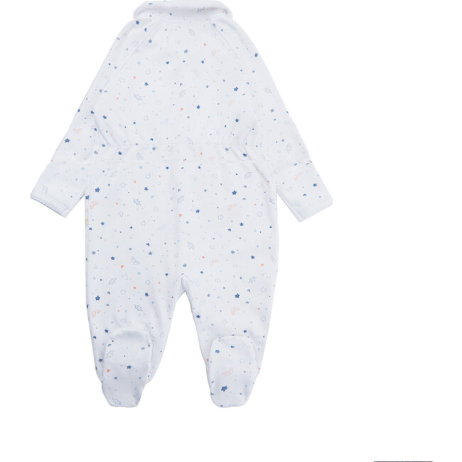 Angel Wing Print Sleepsuit with Mittens in Blue