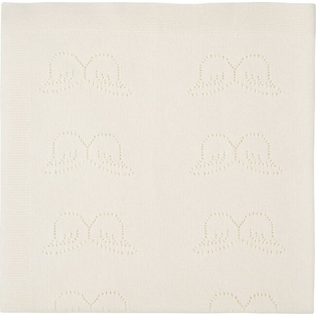 Pointelle Angel Wing Cashmere Blanket in Ivory