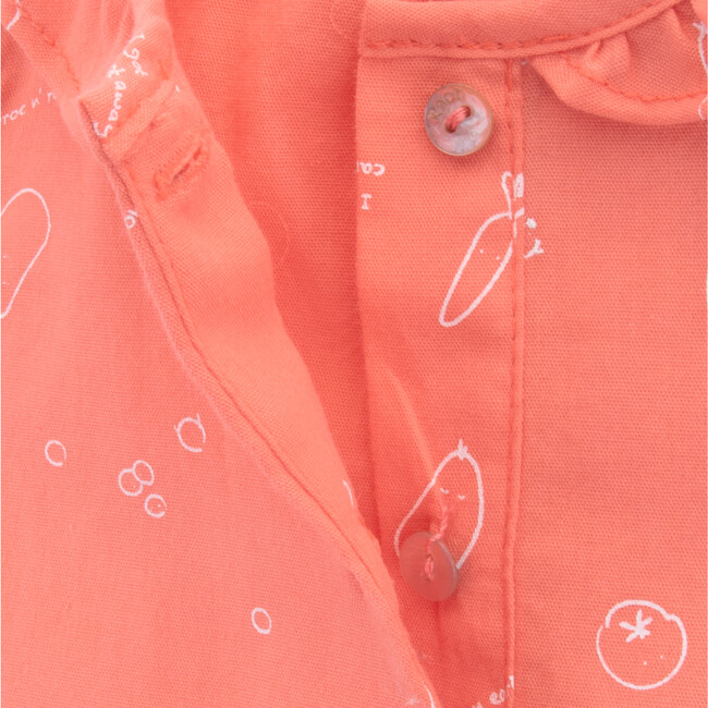 Baby Cotton Veggie Romper, Coral - Rompers - 2