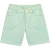 Eddie Twill Shorts, Green Stripe - Shorts - 1 - thumbnail
