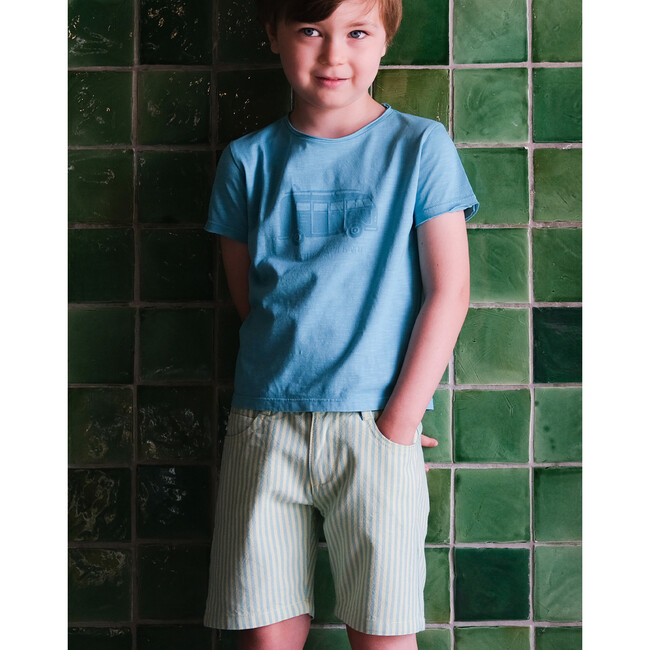 Eddie Twill Shorts, Green Stripe - Shorts - 2