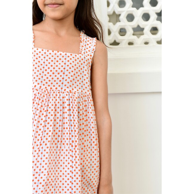 Simone Girls Nightdress, Orange Polka Dot - Pajamas - 5