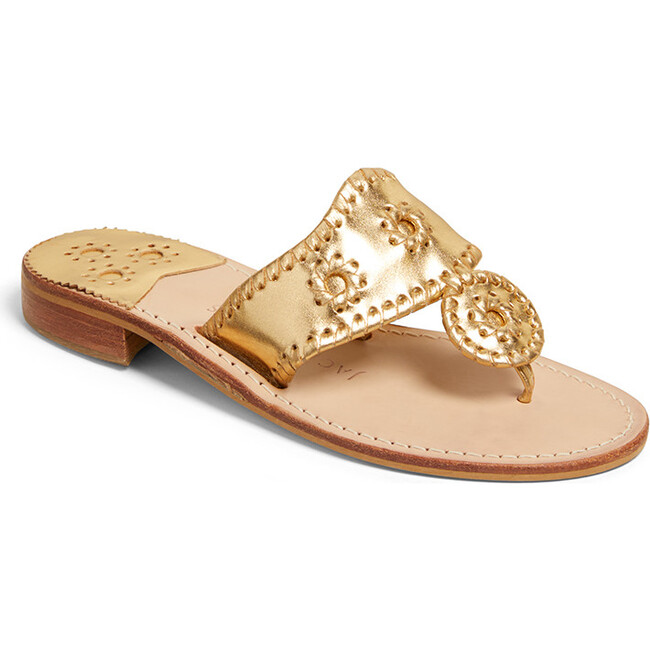 Women's Jacks Flat Sandal, Gold - Sandals - 1