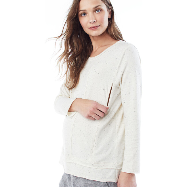 Women's Christy Nursing and Maternity Top, Cream Speckle - Shirts - 3