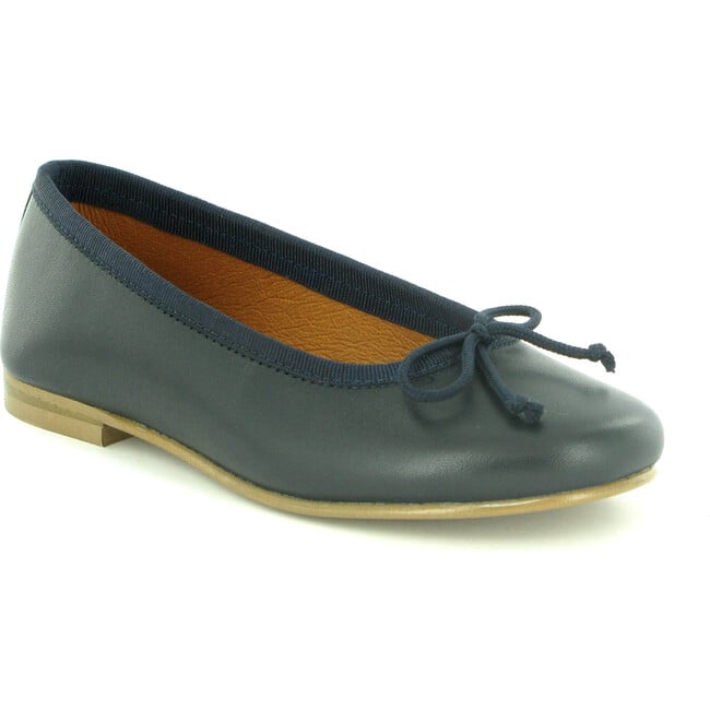 Smooth Leather Ballerinas, Navy - Flats - 2