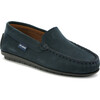 Plain Vamp Moccasins in Nubuck Leather, Navy - Loafers - 2