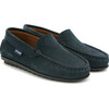 Plain Vamp Moccasins in Nubuck Leather, Navy - Loafers - 3