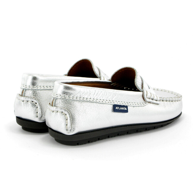 Penny Moccasins in Metallic Leather, Silver - Loafers - 4