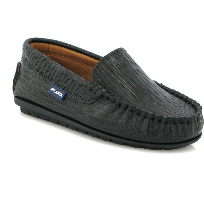 Leather Moccasins, Ostrich Black Print