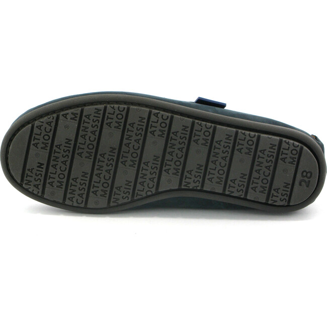 Plain Vamp Moccasins in Nubuck Leather, Navy - Loafers - 6