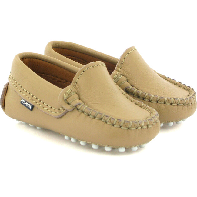 Baby Plain Vamp Moccasins in Smooth Leather, Beige - Loafers - 3