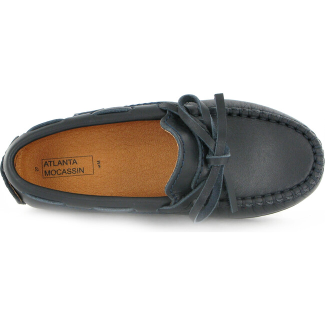 Laces Moccasins in Smooth Leather, Navy - Loafers - 5