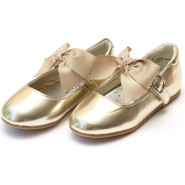 Carlitan Bow Flat, Gold - L'Amour Shoes | Maisonette