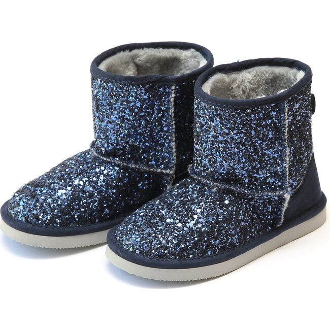 Glinda Girl's Sparkly Glitter Boot, Navy - Boots - 1