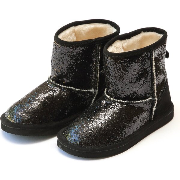 Glinda Girl's Sparkly Glitter Boot, Black - L'Amour Shoes | Maisonette