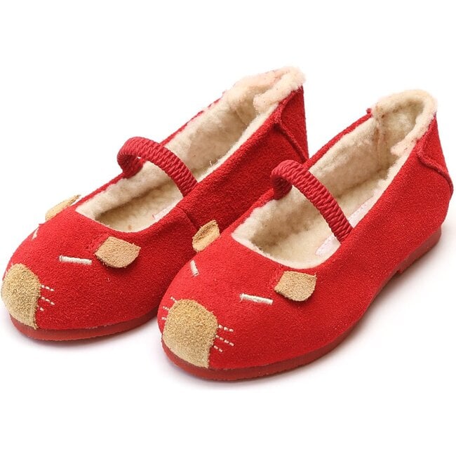 Mousie Leather Flat, Red