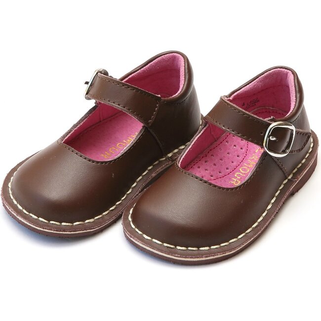 Grace Leather Stitch Down School Mary Jane, Brown - L'Amour Shoes ...