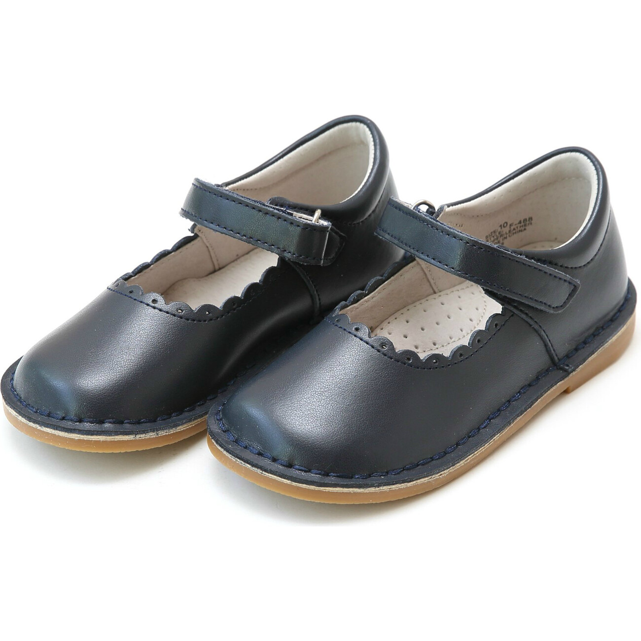 Caitlin Scalloped Stitch Down Mary Jane, Navy - L'Amour