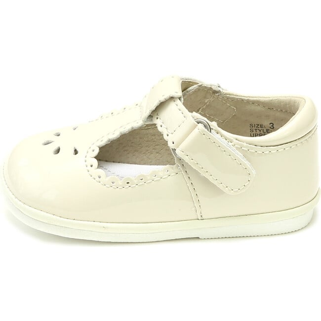 Baby Dottie Scalloped T-Strap Patent Mary Jane, Cream - Mary Janes - 2