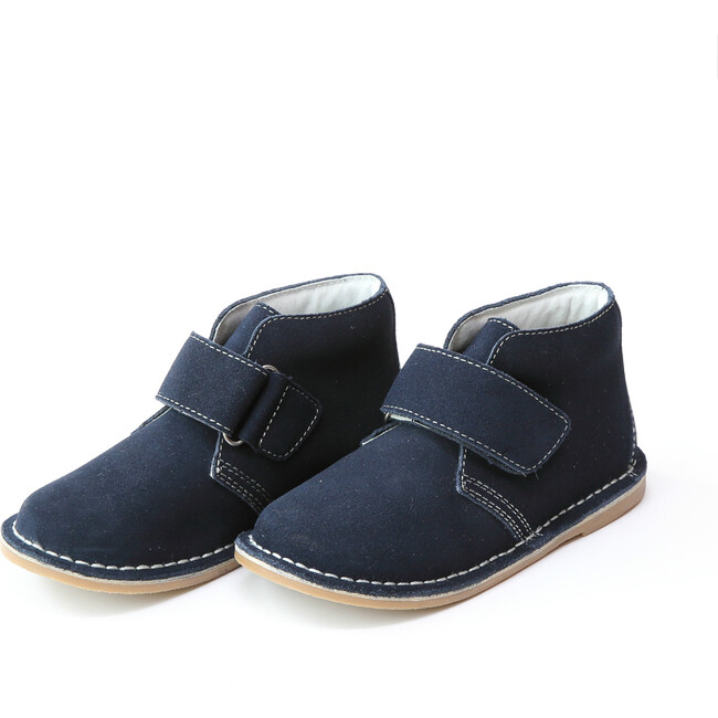 Emmett Nubuck Leather Stitch Down Velcro Desert Boot, Navy - Boots - 1