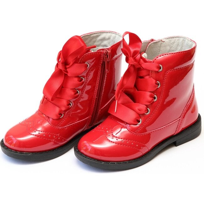 Stella Patent Wingtip Mid Boot, Red