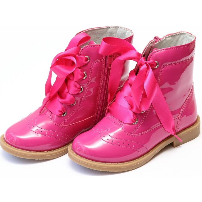Stella Patent Wingtip Mid Boot, Fuschia