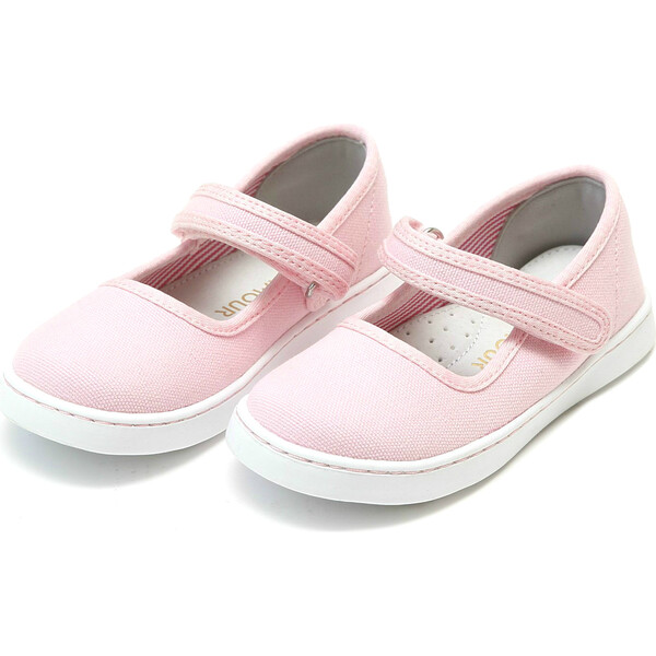 Jenna Canvas Mary Jane, Pink - L'Amour Shoes | Maisonette