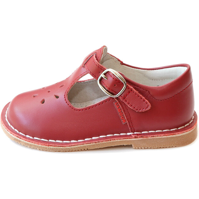 Joy Classic Leather Stitch Down T-Strap Mary Jane, Red - L'Amour Shoes ...