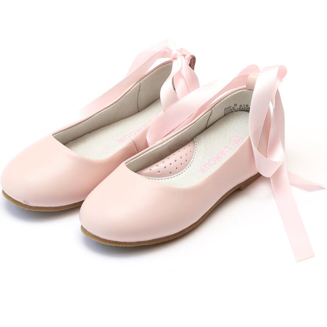 Sylvie Laced Leather Flat, Pink - Flats - 1