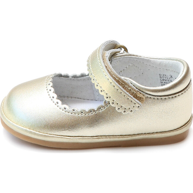 Baby Cara Metallic Scalloped Leather Mary Jane, Gold - Crib Shoes - 2