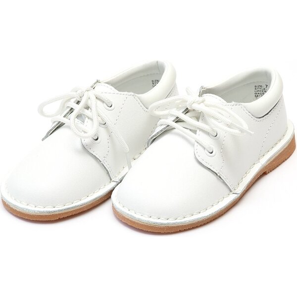 Tyler Stitch Down Leather Lace Up Shoe, White - L'Amour Shoes | Maisonette