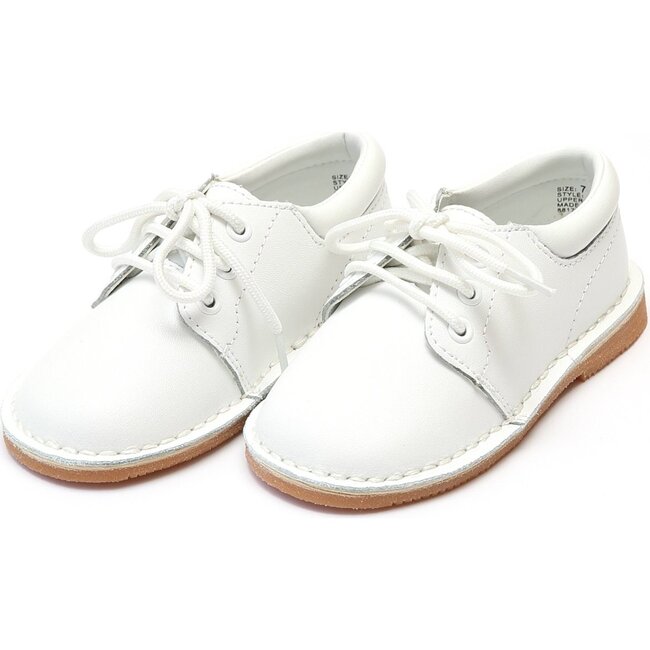 Tyler Stitch Down Leather Lace Up Shoe, White - Loafers - 1