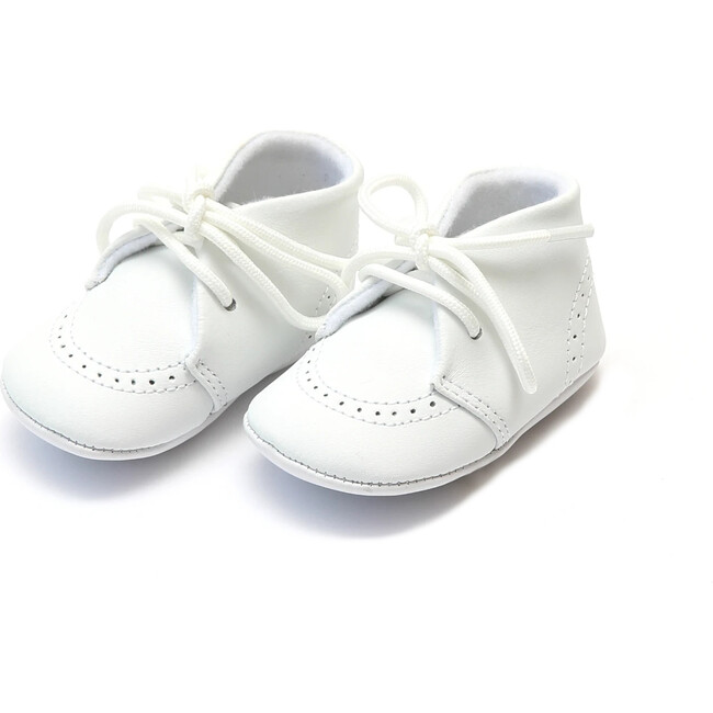 Infant Benny Leather Lace Up Brogue Oxford Crib Shoe, White