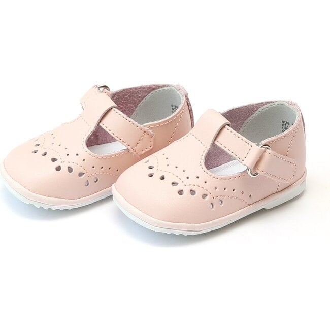 Baby Birdie Leather T-Strap Stitched Mary Jane, Pink