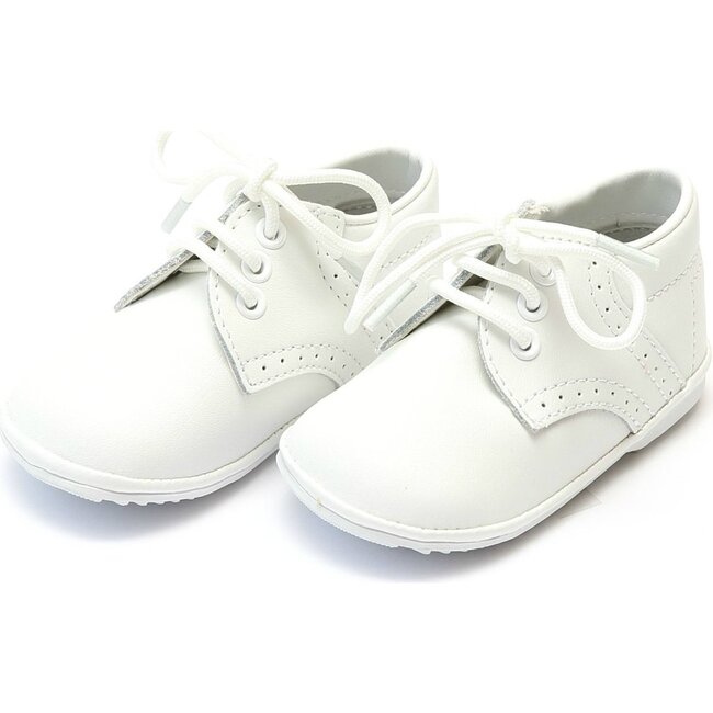 Baby James Leather Lace Up Shoe, White - Angel Shoes Shoes & Booties ...