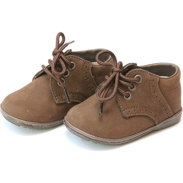 Baby James Nubuck Leather Lace Up Shoe, Brown - Angel Shoes Shoes ...