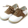 Luke Two Tone Leather Saddle Shoe, White/Khaki - Loafers - 1 - thumbnail
