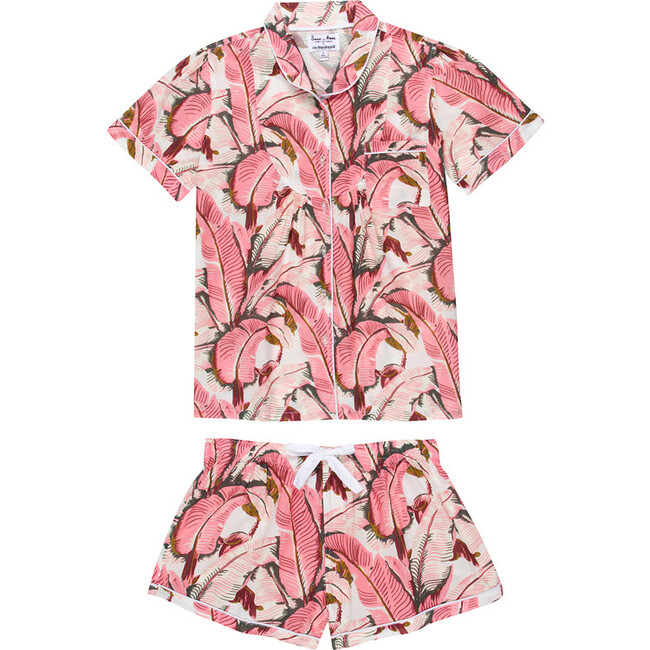 Women's Banana Leaf Shirt & Boxer Set, Pink
