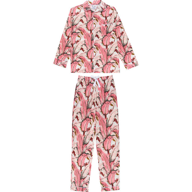 Men's Banana Leaf Long Sleeve PJ Set, Pink - Pajamas - 1