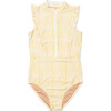 Women's Bella Sleeveless Ruffle One Piece Swimsuit, Lemon Stripe - One Pieces - 1 - thumbnail