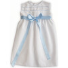 Piqué Gown, White and Blue - Ceremonial Dresses - 1 - thumbnail