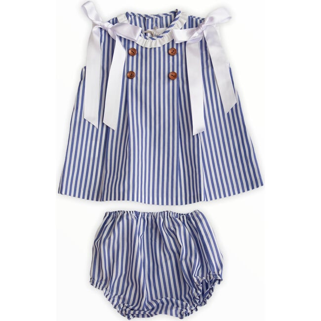 Two Piece Dress Set, Blue Stripes