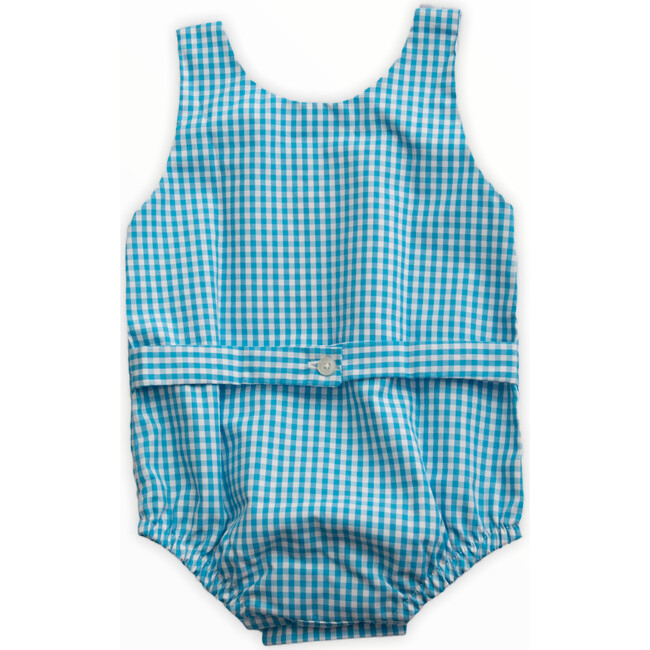 One Piece, Blue Turquoise Gingham - Rompers - 3