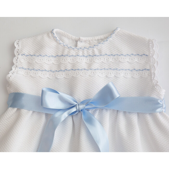 Piqué Gown, White and Blue - Ceremonial Dresses - 3