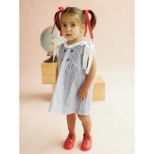Two Piece Dress Set, Blue Stripes