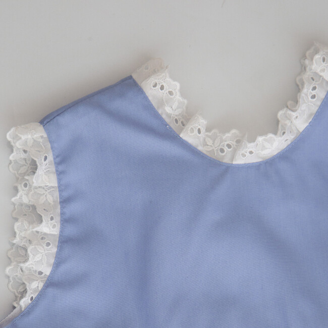 Crossed Dress, Blue and White Trim - Dresses - 4